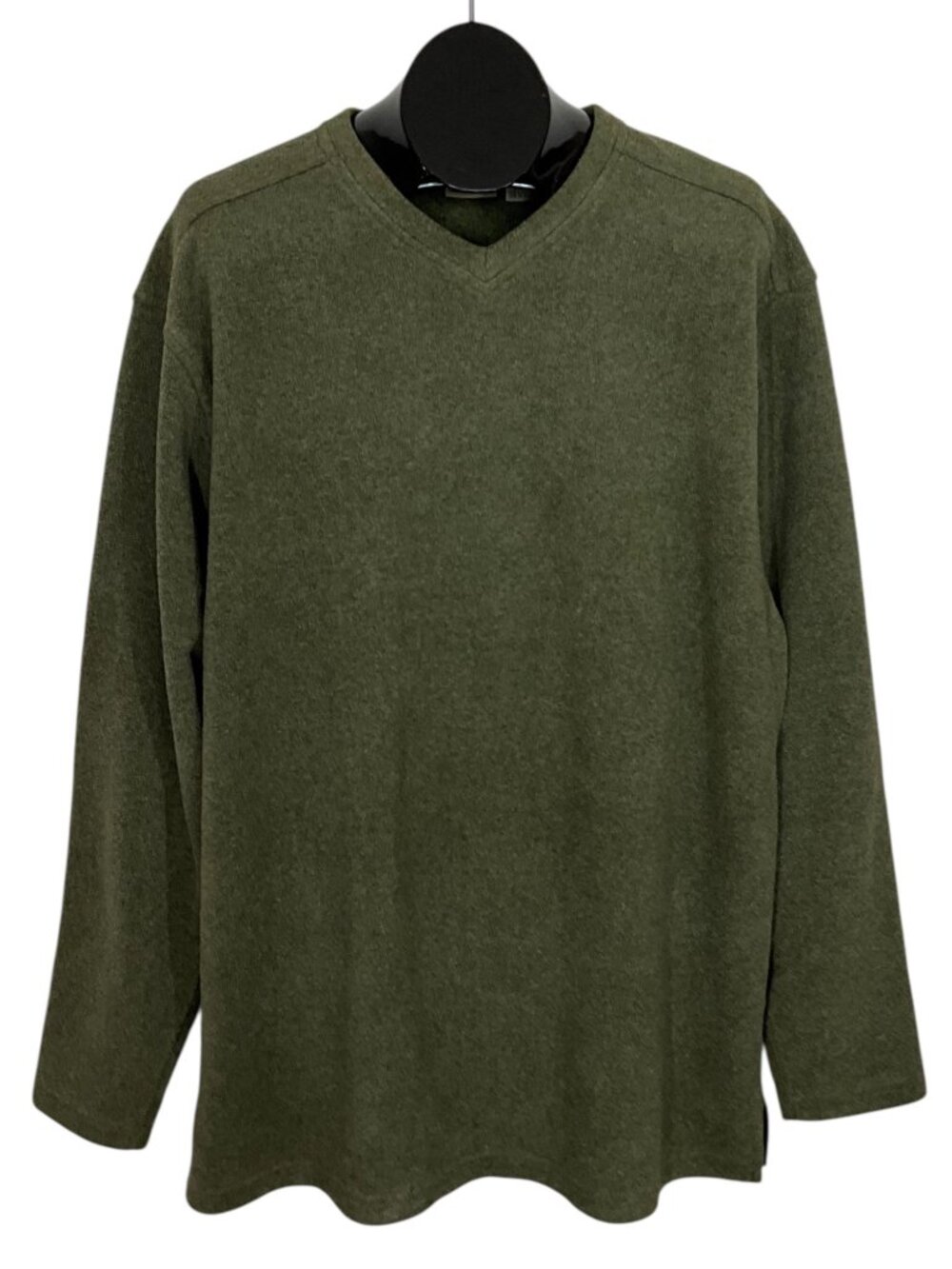 L.L. Bean Fleece Pullover Sweater Top LT Tall Green V-Neck Gorpcore Fall